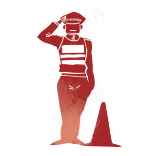 交警剪影五一劳动节PNG素材,免抠元素