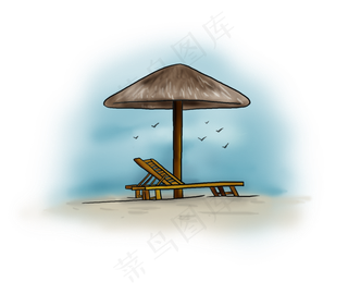 旅游季手绘海边沙滩