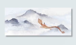 此去飘渺间中国风水墨禅意风景人,免抠元素