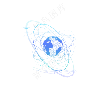 蓝色科技星球标题,免抠元素