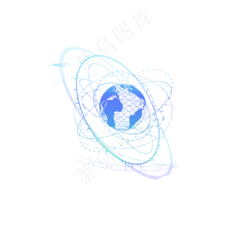 蓝色科技星球标题,免抠元素