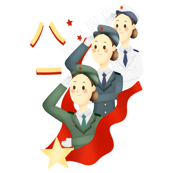 八一建军节女兵敬礼(2000X2000(DPI:299))psd模版下载