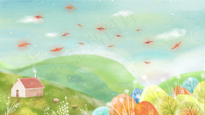 唯美治愈文艺小清新锦鲤美景(2880*1620px 300 dpi )psd模版下载