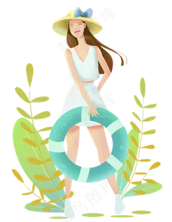 大暑拿着泳圈女孩