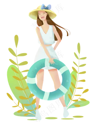 大暑拿着泳圈女孩