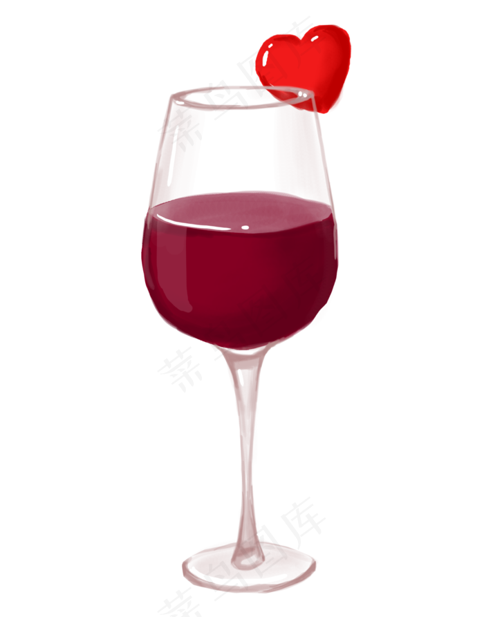 手绘情人节红酒插画,免抠元素