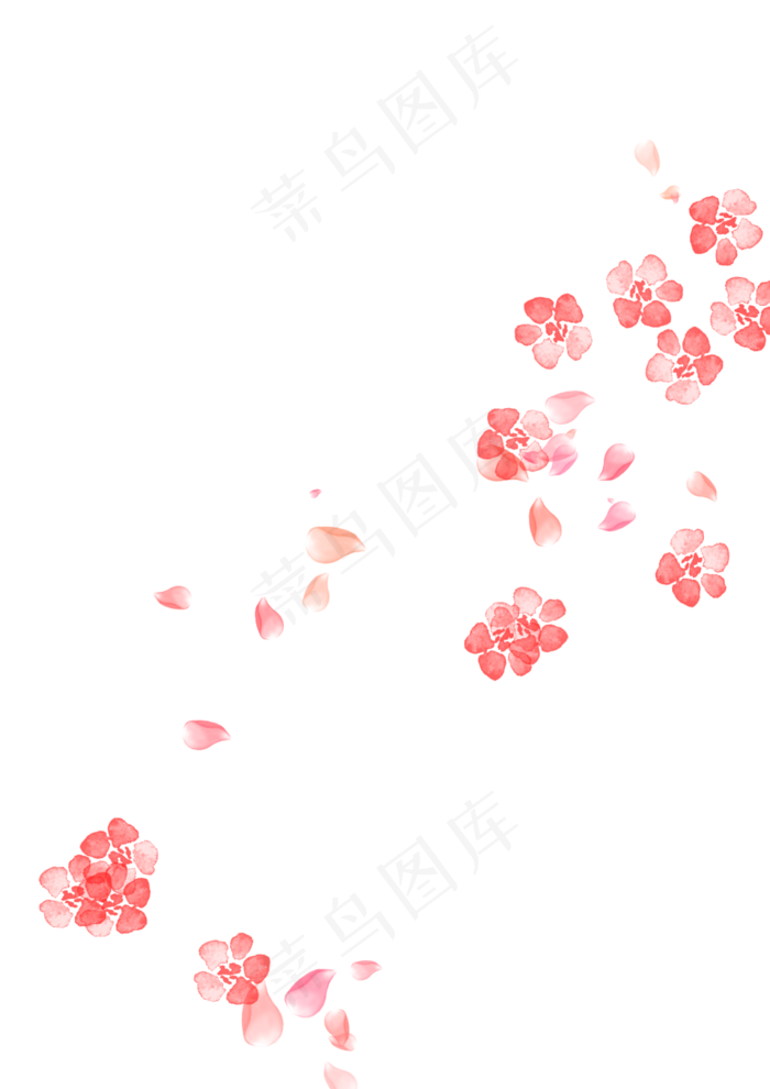 漂浮植物红色花瓣桃花,免抠元素(1000*1414px 300 dpi )psd模版下载