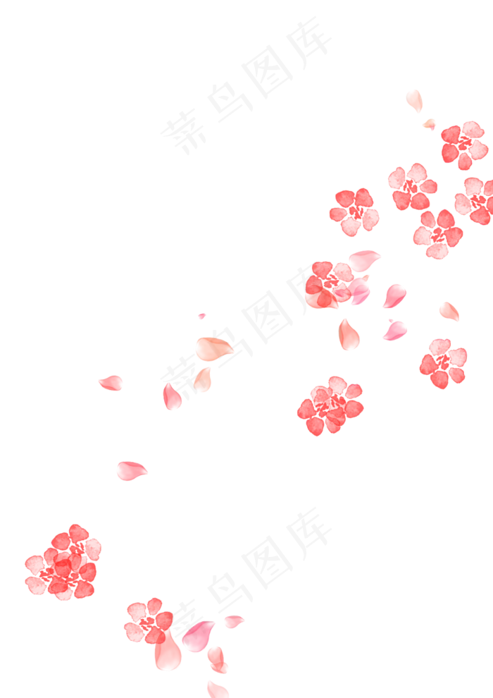 漂浮植物红色花瓣桃花,免抠元素(1000*1414px 300 dpi )psd模版下载