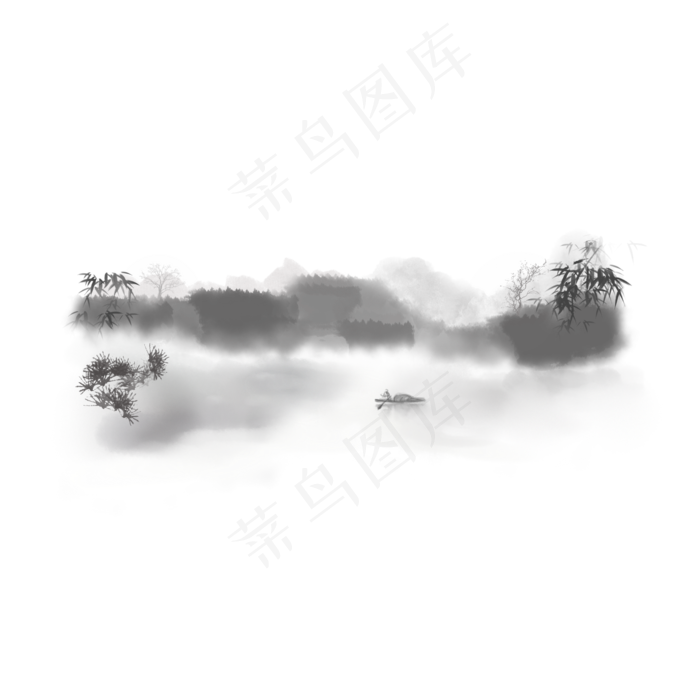 水墨画山水画端午节