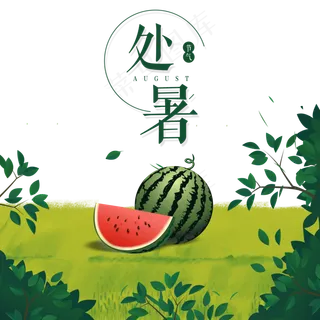 处暑清新绿色叶子