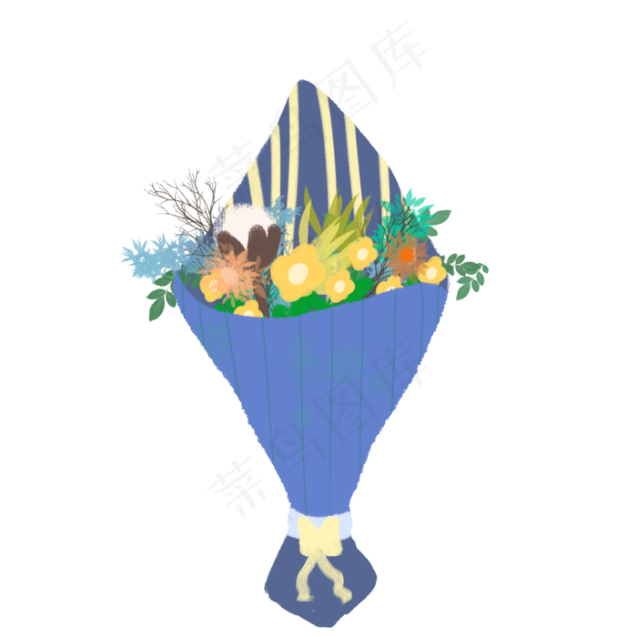 彩色植物花束元素