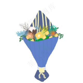 彩色植物花束元素