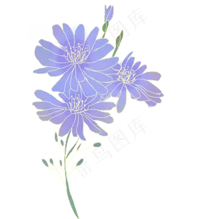 古风复古鎏金花卉紫色花 古风复古鎏金花卉紫色花