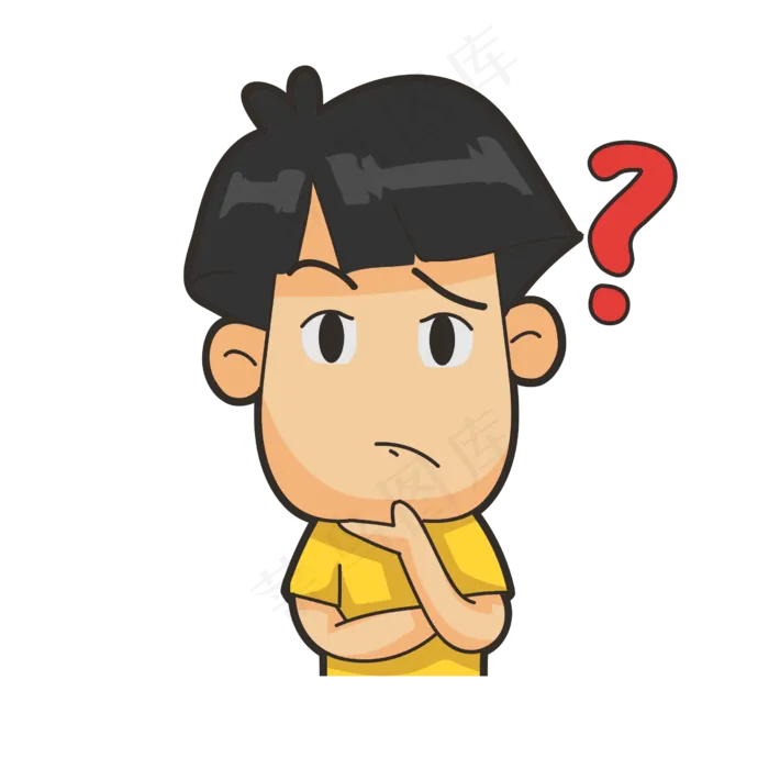 卡通手绘可爱发疑问的男孩,免抠元素(2538*2538px 300 dpi )ai矢量模版下载