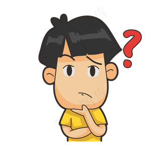 卡通手绘可爱发疑问的男孩,免抠元素