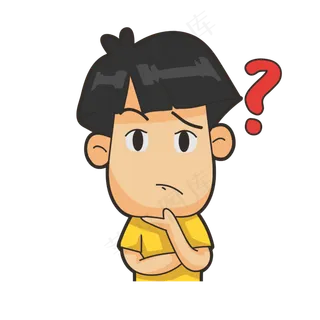 卡通手绘可爱发疑问的男孩,免抠元素