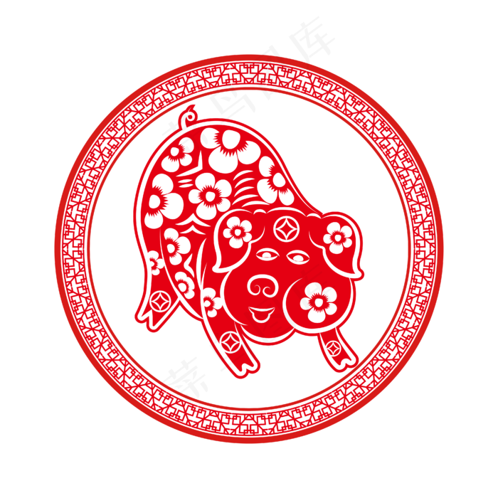 猪年剪纸2019中国风喜庆可商用,免抠元素