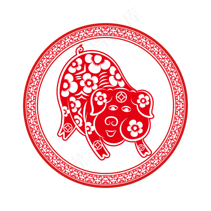 猪年剪纸2019中国风喜庆可商用,免抠元素