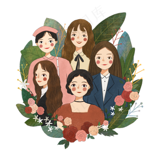 3月8日妇女节职业精英可爱女性美�,免抠元素