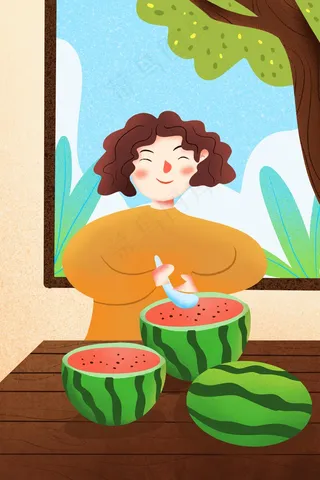 小清新夏季立夏吃西瓜