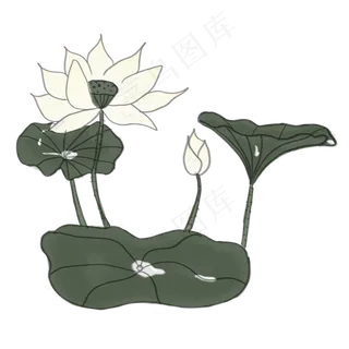 手绘中国风和哈水墨画PNG素材