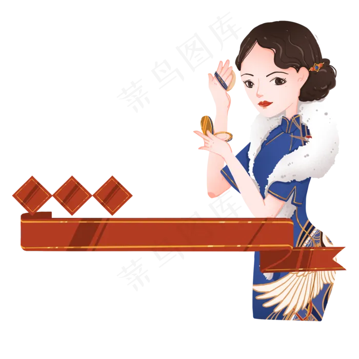 电商购物节中国元素美妆宣传人物(2000X2000(DPI:300))psd模版下载