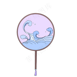 中国风海浪扇子,免抠元素