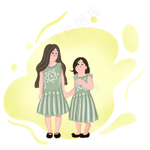 六一儿童节黄色小姐妹