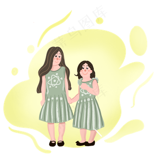 六一儿童节黄色小姐妹