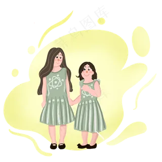 六一儿童节黄色小姐妹
