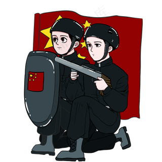 红色八一建军节拿着枪保卫国家的