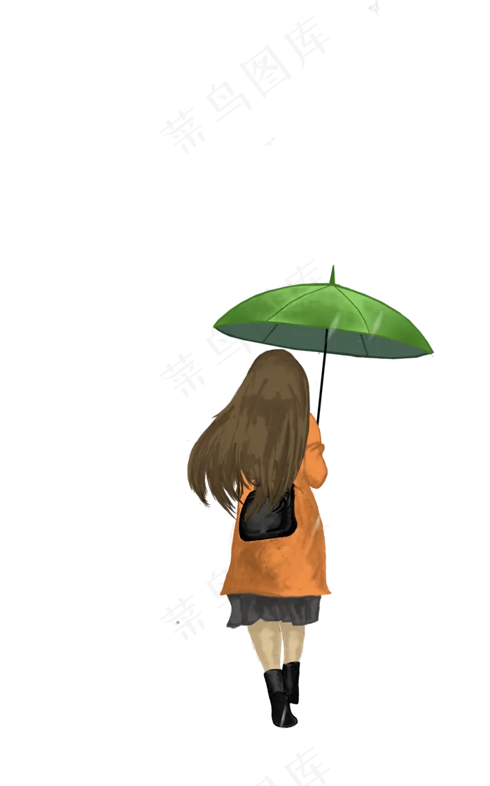 撑伞冒雨的女孩
