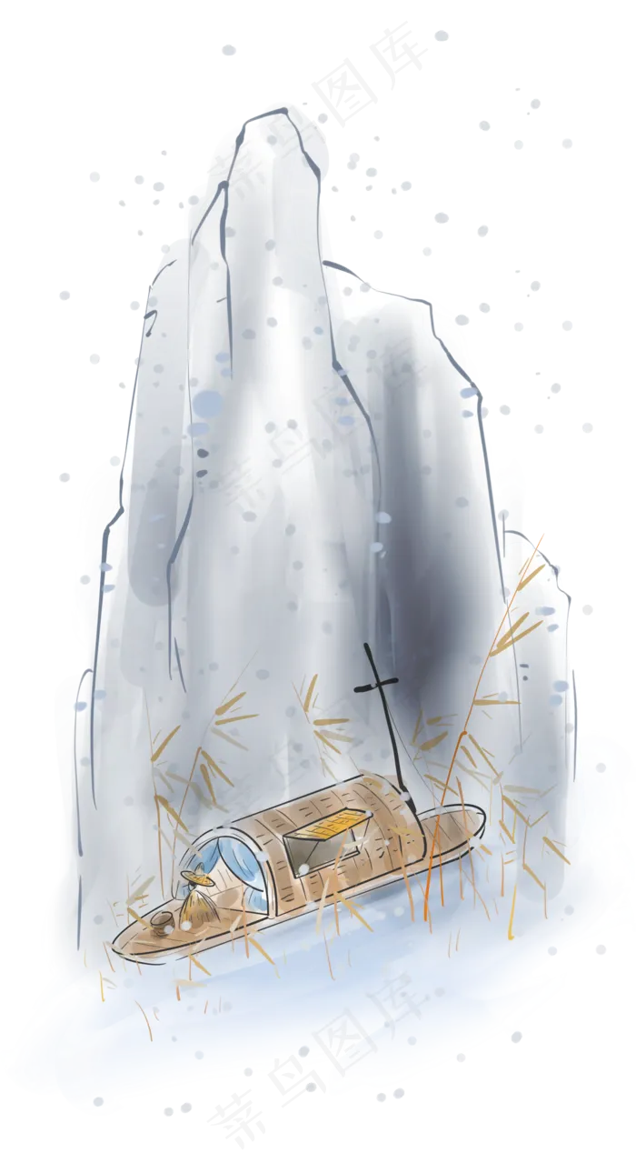 中国风船只上赏雪的人(2000X3623(DPI:300))psd模版下载