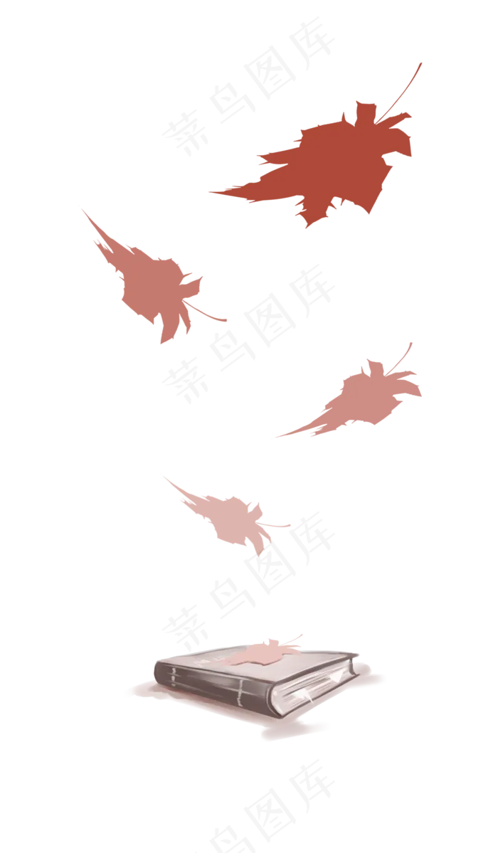 红色书本枫叶飘落png(2000X3425(DPI:300))psd模版下载