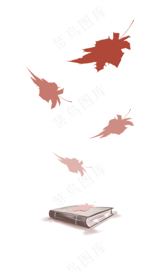 红色书本枫叶飘落png