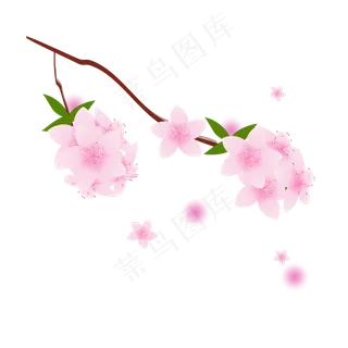桃花春天粉色手绘元素可商用,免抠元素