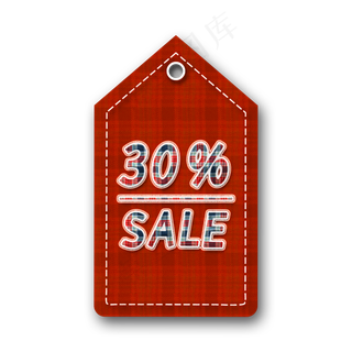 圣诞节红色格子促销吊牌
