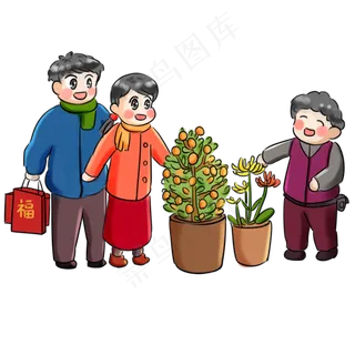 2019新年买年货系列卡通手绘Q版拜�,免抠元素