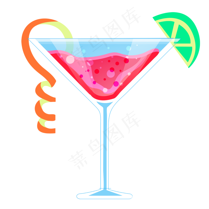 夏日小清新扁平风鸡尾酒