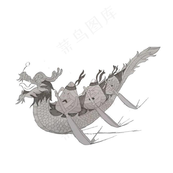 卡通手绘端午节赛龙舟铅笔画元素(1000X1107(DPI:300))ai矢量模版下载