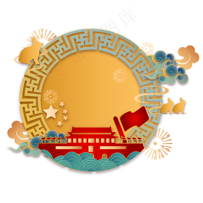 国潮月饼祥云兔子装饰(2000*2000px 300 dpi )ai矢量模版下载