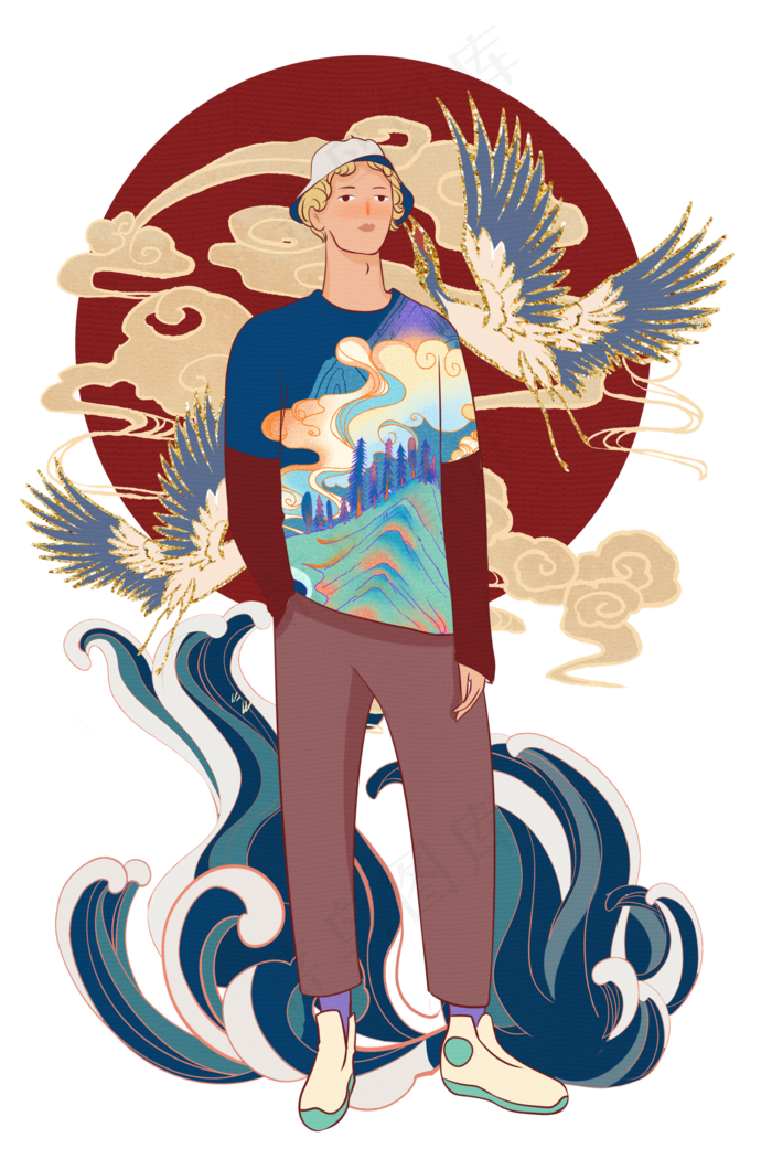 国潮时尚少年,免抠元素