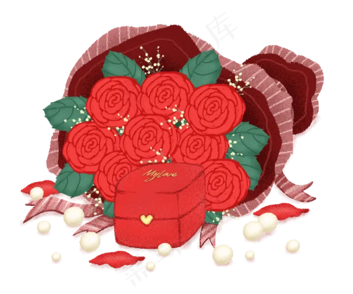 情人节玫瑰花礼盒(2400X2000(DPI:300))psd模版下载