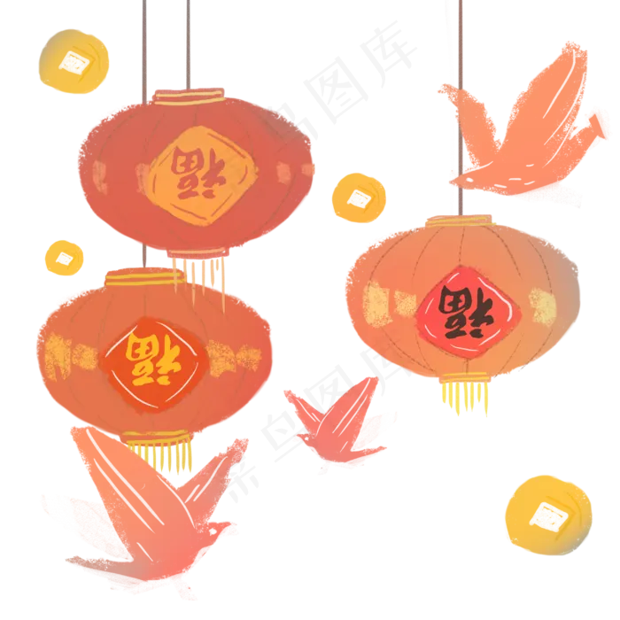 猪年农历新年春节腊月灯笼福到了,免抠元素