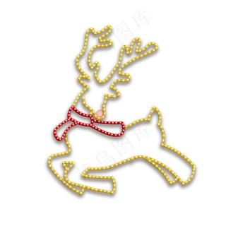 圣诞节麋鹿霓虹灯,免抠元素