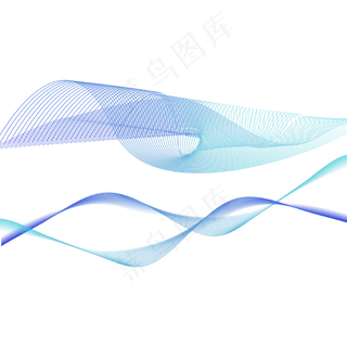 蓝色科技渐变曲线矢量图,免抠元素