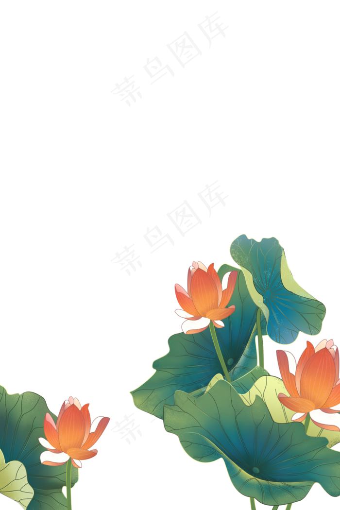 国画工笔国潮风唯美荷花装饰边框,免抠元素(3545X5315(DPI:300))psd模版下载