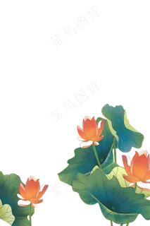 国画工笔国潮风唯美荷花装饰边框,免抠元素