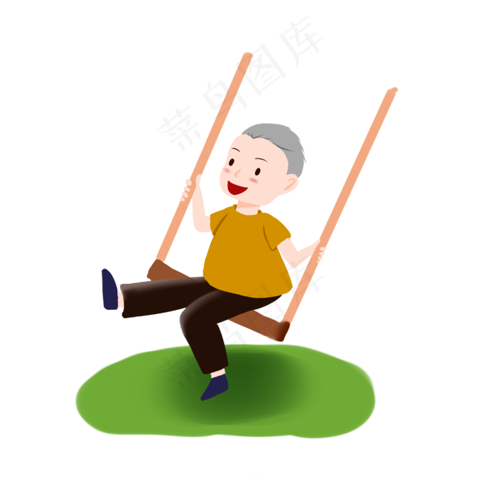 清明节户外荡秋千的老人