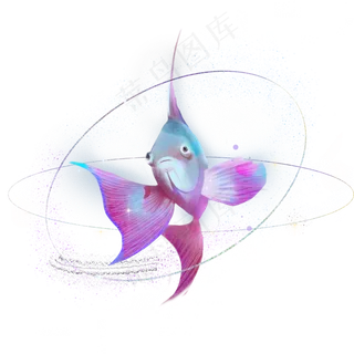 梦幻星空手绘鱼和宇宙,免抠元素